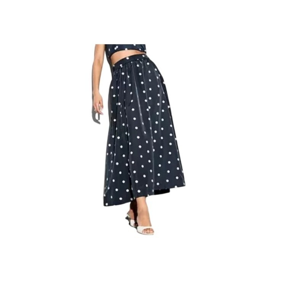 Old Navy The Occasion 3X Navy Blue White Polka Dot Taffeta Midi Skirt Formal